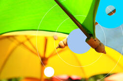Close up detail of colorful sunshades.