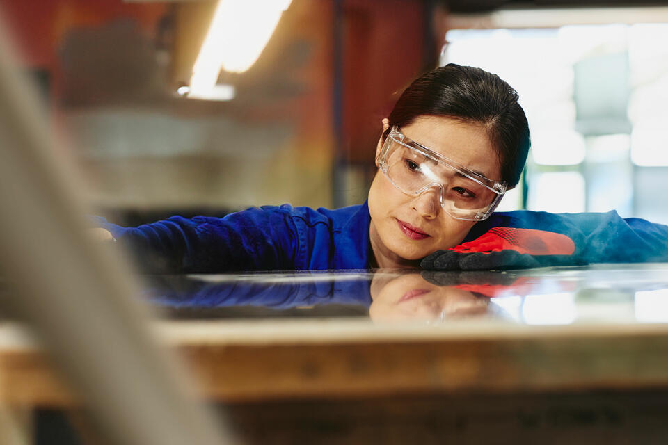 A woman working
